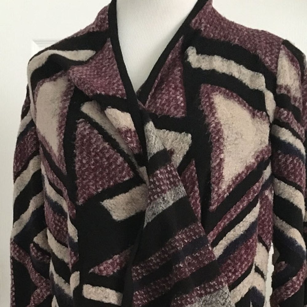 Lucky Brand printed long sleeve open front top